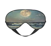 Masque pour les yeux avec imprimé lune et mer, doux et respirant, adapté pour la sieste, les voyages et la nuit de sommeil