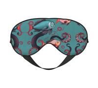 Masque pour les yeux avec imprimé poisson et pieuvre - Sommeil confortable, ombre de nuit élastique, couvre-yeux pour les voyages, la méditation
