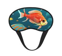 Masque pour les yeux avec imprimé poissons sous-marins pour adultes - Bloque la lumière - Aide à la sieste - Pour voyage, insomnie, camping