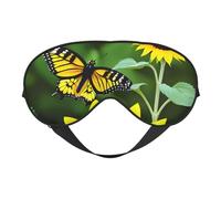 Masque pour les yeux avec imprimé tournesol et papillon - Élégant - Réglable - Pour le sommeil, le camping, la méditation et la relaxation