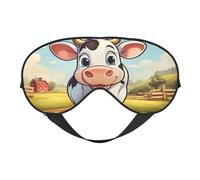 Masque pour les yeux avec imprimé vache au lait de dessin animé, doux et respirant, adapté pour la sieste, les voyages et la nuit de sommeil