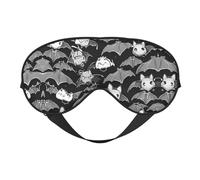 Masque pour les yeux avec motif chauve-souris d'Halloween gris bloquant la lumière, cache-œil portable pour le repos et la méditation, masque de sommeil super doux avec sangle réglable confortable,