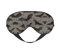 Masque pour les yeux avec motif chauve-souris d'Halloween - Gris - Respirant - Réglable - Pour dormir - Avec sangle élastique