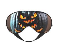 Masque pour les yeux avec motif chauve-souris et citrouille pour Halloween, voyage, bureau, avion, nuit, sommeil, ombrage, sangle réglable