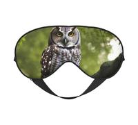 Masque pour les yeux avec motif hibou et branches d'arbre - Pour voyage, bureau, avion, nuit, sommeil - Sangle réglable