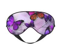 Masque pour les yeux avec motif papillons violets, masque de sommeil occultant avec sangle réglable, convient pour l'heure du coucher et les voyages