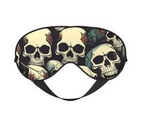 Masque pour les yeux avec motif tête de mort et squelette réglable pour le sommeil, le camping, la méditation, la relaxation