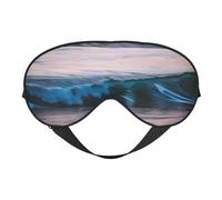 Masque pour les yeux avec motif vagues de l'océan et de la mer - Pour voyage, bureau, avion, nuit de sommeil - Sangle réglable