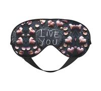 Masque pour les yeux avec mots et cœurs imprimés « I Love You », masque de sommeil soyeux pour homme et femme, pour le sommeil et la relaxation