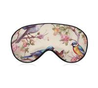 Masque pour les yeux avec oiseaux sur les branches et papillons, masque de sommeil latéral léger, masque de sommeil, coussinet nasal et bande élastique pour enfants, femmes et hommes
