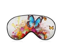 Masque pour les yeux avec papillons et fleurs colorés - Masque de sommeil latéral léger - Masque de sommeil avec coussinet nasal et bande élastique pour enfants, femmes et hommes