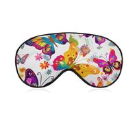 Masque pour les yeux avec papillons et fleurs colorés, masque de sommeil latéral léger, masque de sommeil, coussinet nasal et bande élastique pour enfants, femmes et hommes