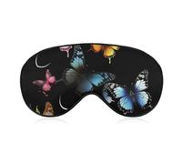 Masque pour les yeux avec papillons sur fond noir, masque de sommeil latéral léger, masque de sommeil, coussinet nasal et bande élastique pour enfants, femmes et hommes