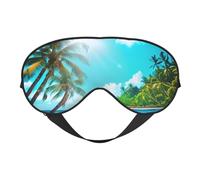 Masque pour les yeux avec sangle réglable Motif océan tropical Plage Voyage Bureau Avion Nuit Sommeil