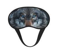 Masque pour les yeux bleus avec imprimé loup pour adultes - Lavable - Bloque la lumière du sommeil - Couverture de repos nocturne