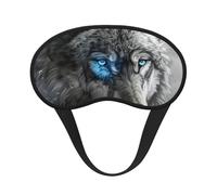 Masque pour les yeux bleus avec imprimé loup pour adultes - Lavable - Bloque la lumière du sommeil - Couverture de repos nocturne