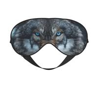 Masque pour les yeux bleus avec imprimé loup pour l'extérieur, le voyage, le sommeil, le camping, la méditation et la relaxation