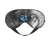 Masque pour les yeux bleus avec imprimé loup, respirant, idéal pour le camping, la méditation, le yoga