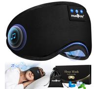 Masque pour les yeux Bluetooth pour dormir, masque de sommeil Bluetooth ultra doux avec écouteurs pour dormir, protection des yeux confortable pour dormir avec 14 heures de jeu pour dormir sur le