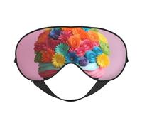 Masque pour les yeux coloré avec imprimé gâteau de fleurs arc-en-ciel, doux et occultant pour homme et femme pour une nuit complète de sommeil, voyage