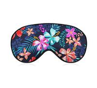 Masque pour les yeux compatible avec les fleurs d'hibiscus colorées hawaïennes Feuilles de palmier tropical Masques de sommeil pour femmes hommes, masque de sommeil bloquant la lumière, masque pour