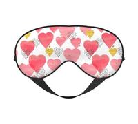 Masque pour les yeux confortable avec imprimé cœur doré et rose - Couverture complète - Léger - Pour homme et femme