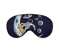 Masque pour les yeux confortable et léger avec bandeau pour garçons filles, Trippy Space Chilling Astronaut Drinks Psychedelic Art Sleep Mask for Naps Trip Meditation, BlockLight lavable en machine