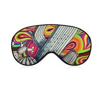 Masque pour les yeux confortable et léger avec bandeau pour les yeux pour hommes, femmes, enfants, masque de sommeil en soie, pause déjeuner, voyage, masque pour les yeux (Cactus dans l'art coloré du