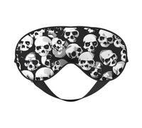 Masque pour les yeux confortable et respirant réglable avec imprimé tête de mort noir pour homme et femme léger pour voyage, yoga, travail
