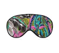 Masque pour les yeux confortable et super doux pour adultes, enfants, garçons, adolescents, plumes roses, vertes et bleues, masque de sommeil pour travail de nuit, bloclight lavable en machine