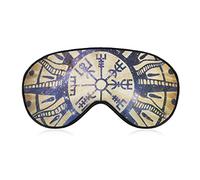 Masque pour les yeux confortable et super doux pour homme et femme, masque de sommeil en soie avec sangle réglable (Magic Ancient Viking Gold Vegvisir Navigation Compass Art)