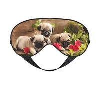 Masque pour les yeux confortable Sleep Puppys à imprimé carlin - Couverture complète des yeux, réglable, doux et respirant pour les voyages, la méditation