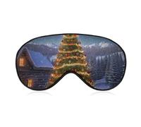 Masque pour les yeux d'arbre de Noël pour homme et femme, respirant et réglable, masque de sommeil ultra doux, bandeau de voyage léger pour avion, sieste, sommeil nocturne