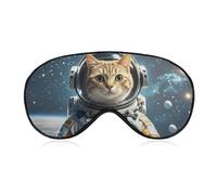 Masque pour les yeux de chat astronaute dans l'espace pour homme et femme, respirant et réglable, masque de sommeil ultra doux, bandeau de voyage léger pour avion, sieste, sommeil nocturne