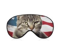 Masque pour les yeux de chat avec drapeau américain pour homme et femme, respirant et réglable, masque de sommeil ultra doux, bandeau de voyage léger pour avion, sieste, sommeil nocturne
