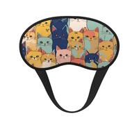 Masque pour les yeux de chats mignons dans une variété de couleurs imprimées pour adultes - Lavable - Bloque la lumière du sommeil - Couverture de repos nocturne