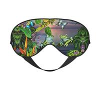 Masque pour les yeux de nombreuses grenouilles chantant sur les branches - Lisse, doux et réglable - Pour le repos et les voyages