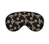 Masque pour les yeux de sommeil avec motif d'abeille brodé doré