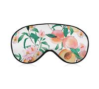 Masque pour les yeux de sommeil Masque pour les yeux occultant compatible avec les feuilles de pêcher aquarelle Fleurs Masque de sommeil avec sangle réglable, bandeau de nuit doux et confortable pou