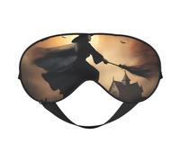 Masque pour les yeux de sorcière volante d'Halloween avec impression soie confortable réglable et doux pour le sommeil