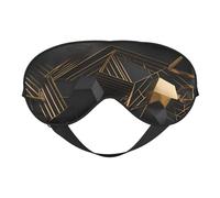 Masque pour les yeux double face à imprimé écossais noir et doré, design réglable, bloque la lumière et respirant, adapté pour le repos et les voyages.