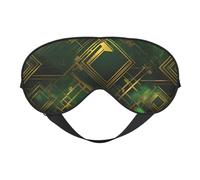 Masque pour les yeux double face à imprimé écossais noir et vert, design réglable, bloquant la lumière et respirant, adapté pour le repos et les voyages.