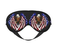 Masque pour les yeux double face avec drapeau américain imprimé aigle patriotique - Design réglable - Bloque la lumière et respirant - Convient pour le repos et les voyages.
