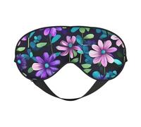 Masque pour les yeux double face avec imprimé camélia violet, design réglable, bloquant la lumière et respirant, adapté pour le repos et les voyages.