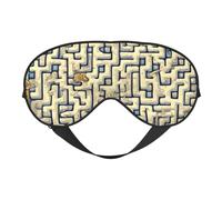 Masque pour les yeux double face avec imprimé carte au trésor labyrinthe - Design réglable - Bloque la lumière et respirant - Convient pour le repos et les voyages.