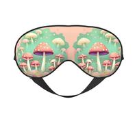 Masque pour les yeux double face avec imprimé champignon de rêve - Design réglable - Bloque la lumière et respirant - Convient pour le repos et les voyages.