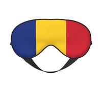 Masque pour les yeux double face avec imprimé drapeau de la Roumanie, design réglable, bloquant la lumière et respirant, adapté pour le repos et les voyages.