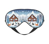 Masque pour les yeux double face avec imprimé fauve d'hiver, design réglable, bloquant la lumière et respirant, adapté pour le repos et les voyages.