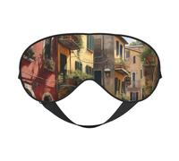 Masque pour les yeux double face avec imprimé italien de rue, masque occultant pour les yeux toute la nuit pour homme et femme