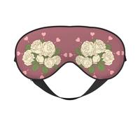 Masque pour les yeux double face avec imprimé rose blanche d'amour, design réglable, bloquant la lumière et respirant, adapté pour le repos et les voyages.